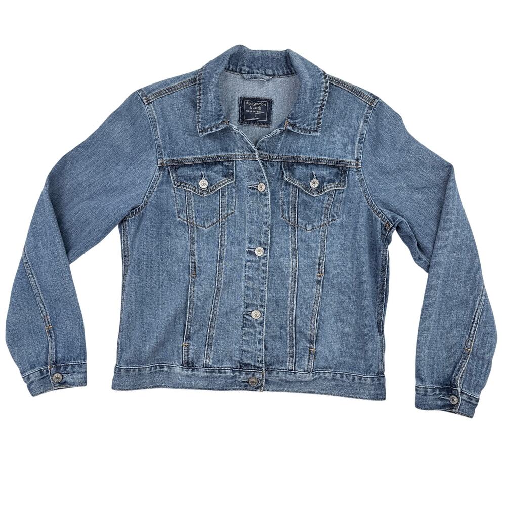 Abercrombie & Fitch Denim Trucker Jacket Medium Blue Wash Women's L Classic 90s